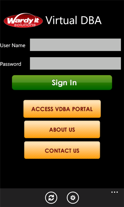 Virtual DBA Portal WinPhone app